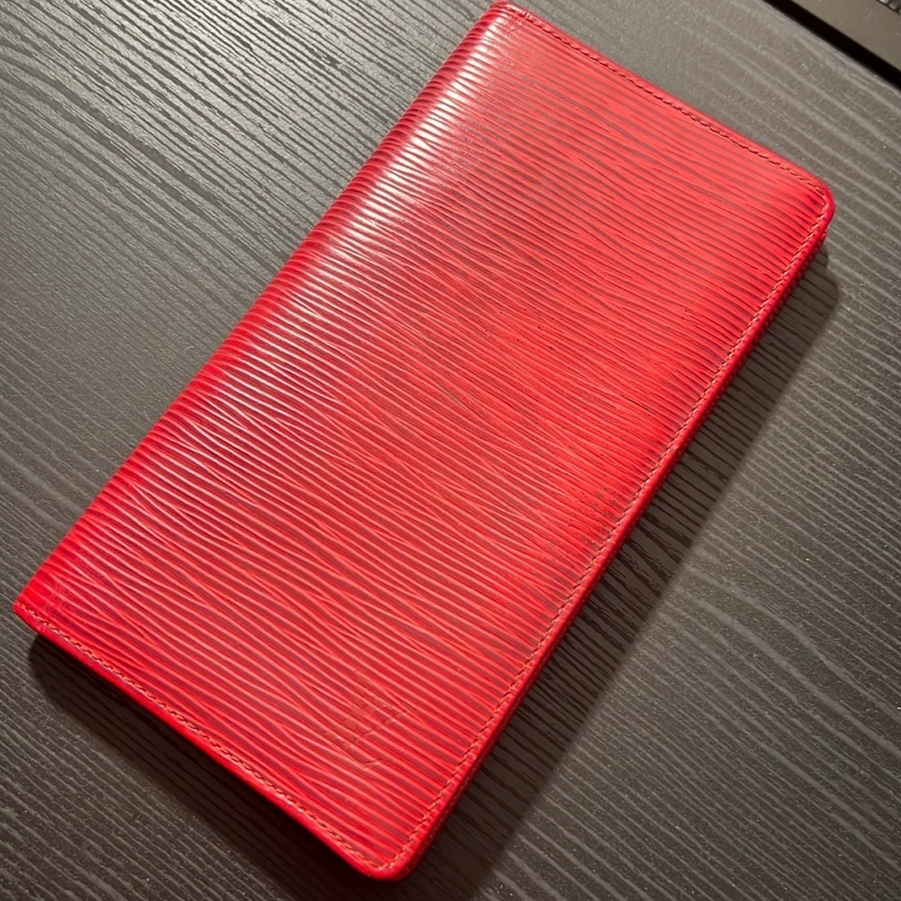 Louis Vuitton Red Epi Leather Long Checkbook Wallet